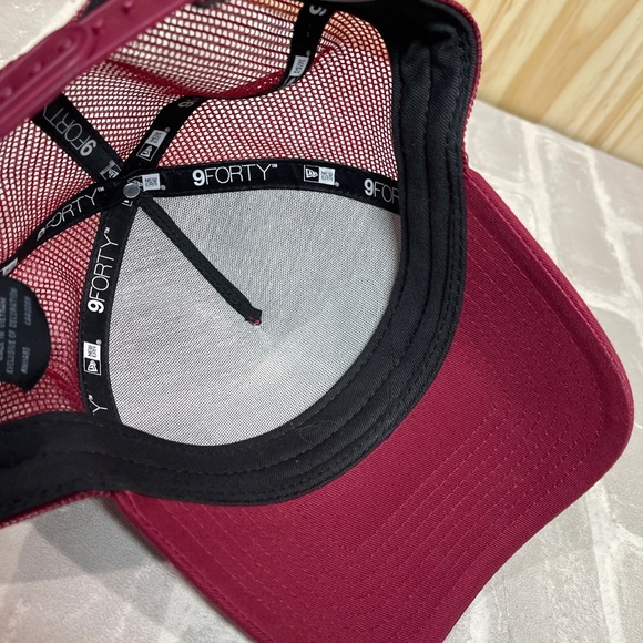 New Era Red Real Salt Lake Team Stripes 9FORTY Trucker Snapback Hat - Picture 4 of 5